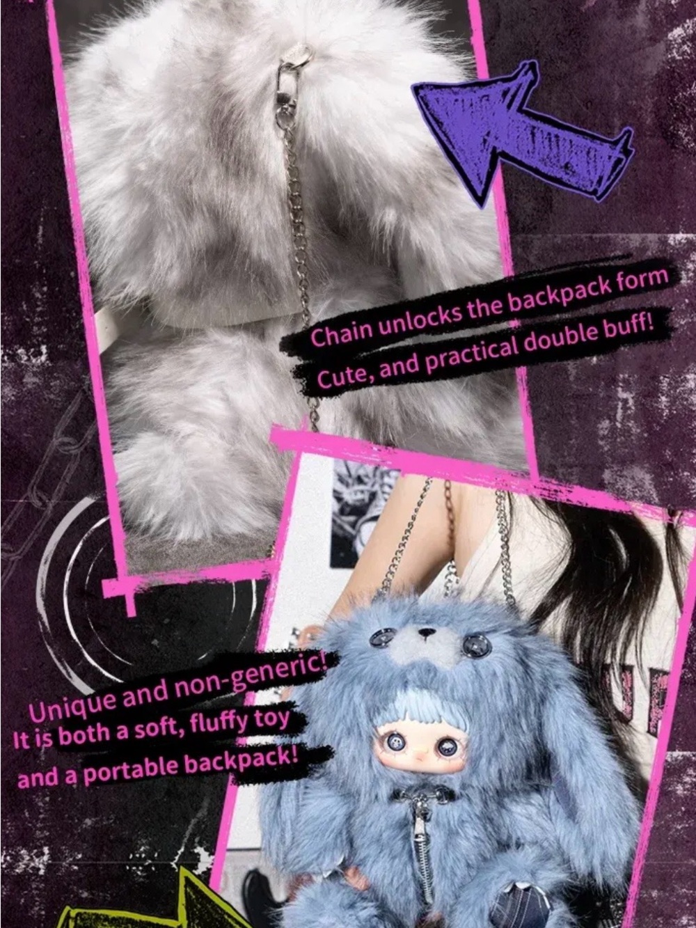 MAYMEI Rebel Doll Series
Plush Backpack
'Zoned Out' (the Chaser) - Picture 13 of 13